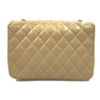 Chanel Quilted Single Flap Chain Shoulder Bag Khaki — view 2
