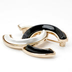 Chanel Brooch Corsage Gold Black Coco Mark Bicolor — view 6
