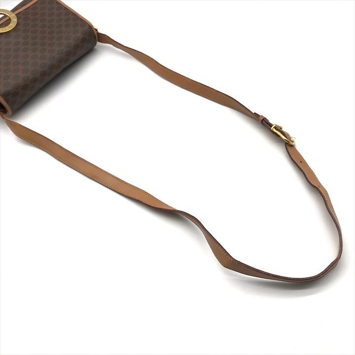 Celine Macadam Circle Logo Leather Gold Vintage Shoulder Bag Brown — view 7