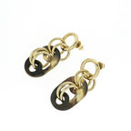 Hermes Yulidice PM Earrings Buffalo Horn Pair Brown Gold Hardware — view 4