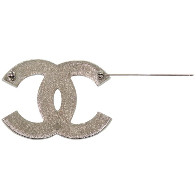 Chanel Rhinestone Metal Silver Blue Brooch 1673 — view 6