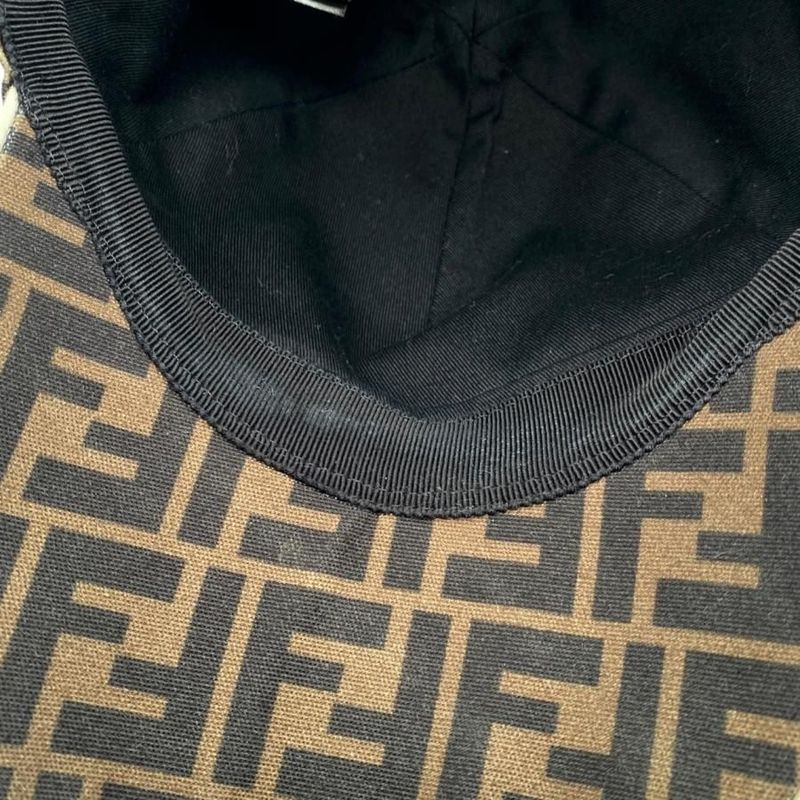 Fendi Hat FF Jacquard Baseball Cap Fxq768 A660 Logo Brown — view 7