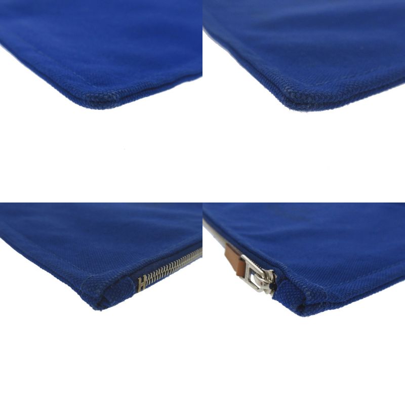 Hermes Flat Pouch MM Canvas Blue 0275 — view 9