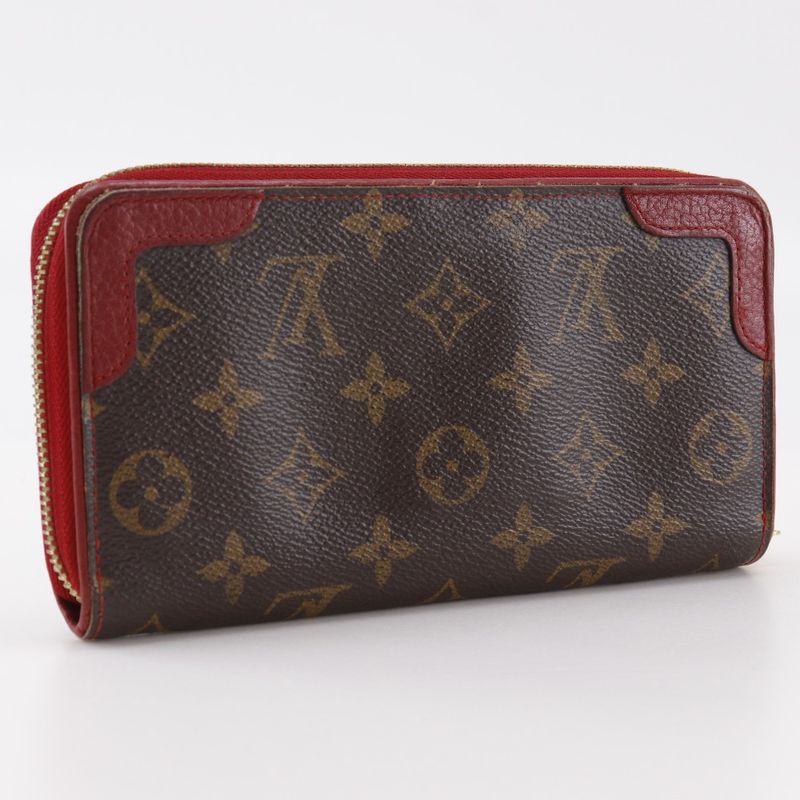 Louis Vuitton Zippy Wallet Retiro Monogram Canvas Threes Brown Red — view 3