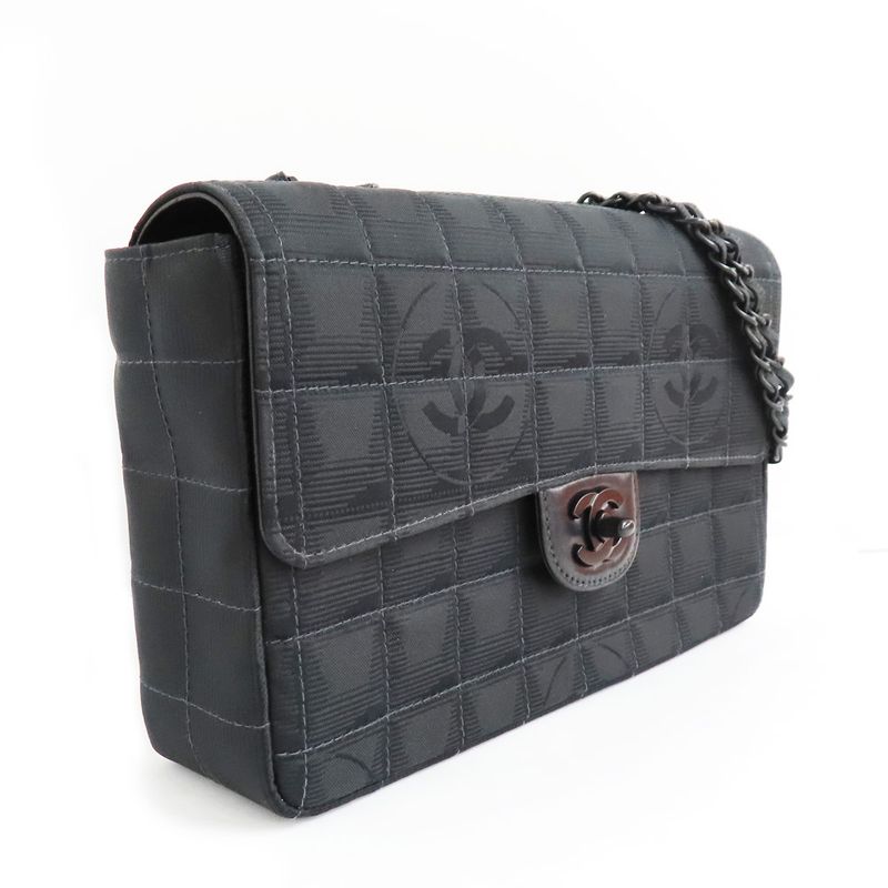Chanel Vintage New Travel Line All Black Chain Shoulder Bag — view 4