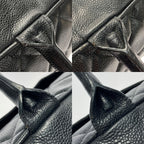 Chanel Quilted Boston Bag Large Black Caviar Leather Gold Hardware — view 8