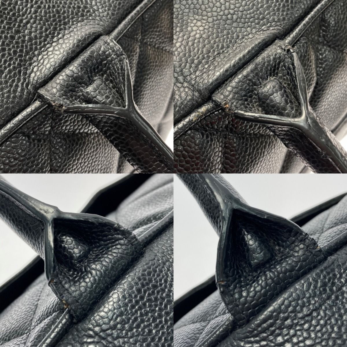 Chanel Quilted Boston Bag Large Black Caviar Leather Gold Hardware — view 8