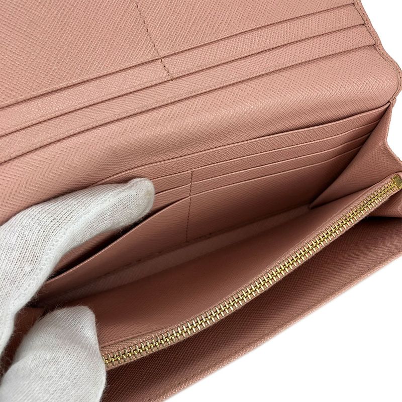 Prada Long Wallet 1 Mh132 Saffiano Leather Light Pink Gold Hardware Fold Simple — view 6