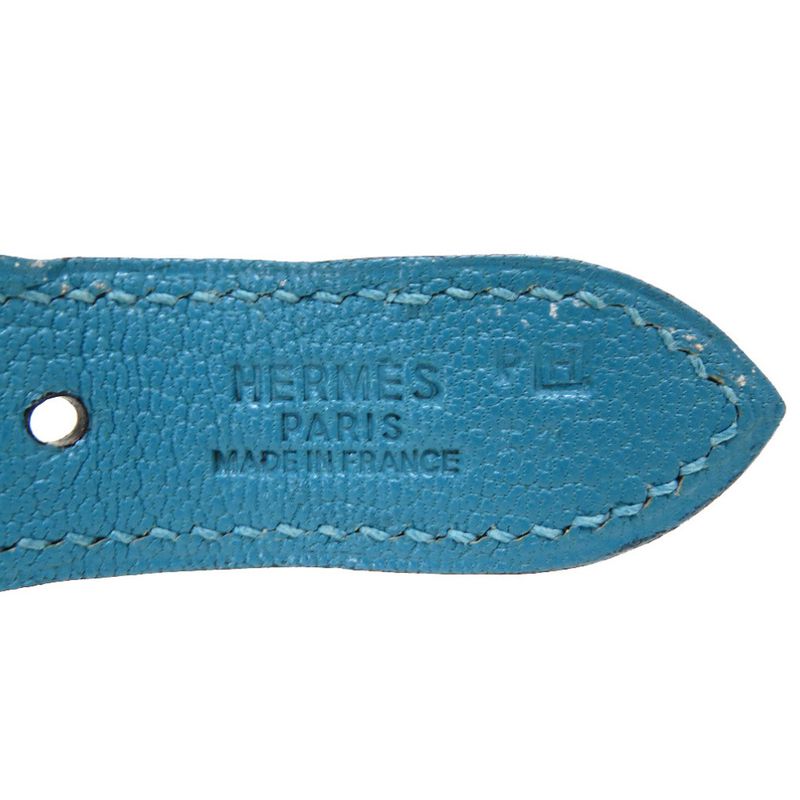 Hermes Trim 24 Chevre Turquoise Silver Hardware Shoulder Bag Blue — view 5