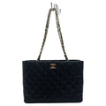 Chanel Quilted As3634 Black Chain Tote Bag Caviar Leather Gold Hardware