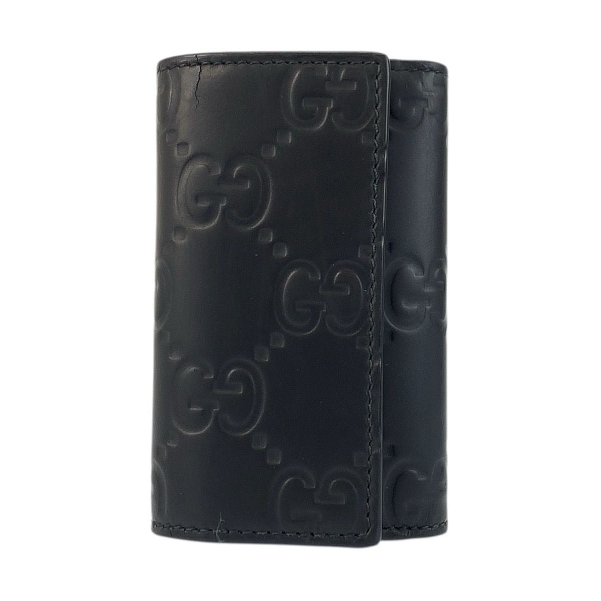 Gucci Rubber Effect Black Leather key Case 6 Rows
