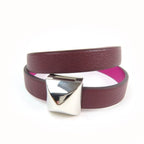 Hermes Medor Infini Dubretour Bracelet Leather Silver Hardware Bangle Purple T3 — view 2