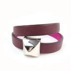 Hermes Medor Infini Dubretour Bracelet Leather Silver Hardware Bangle Purple T3