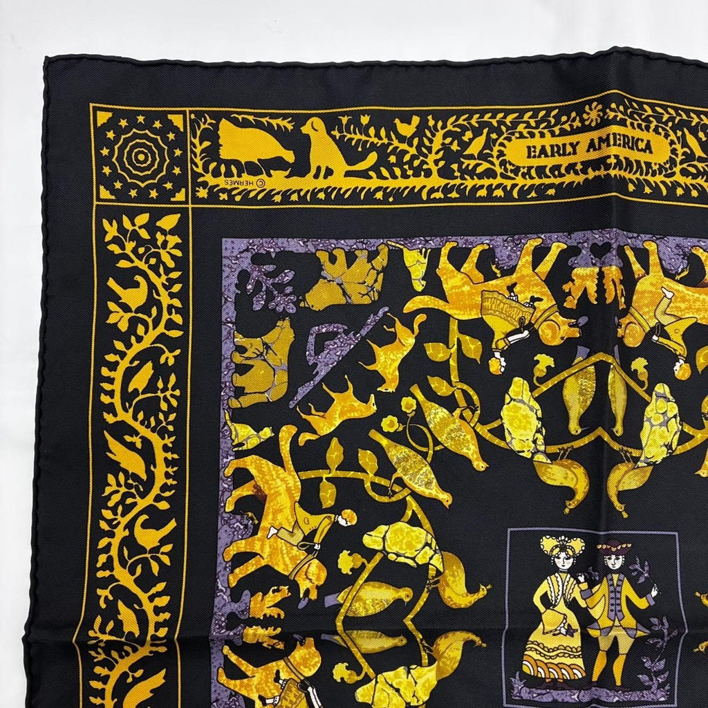 Hermes Scarf Early America Vintage Silk Black — view 2