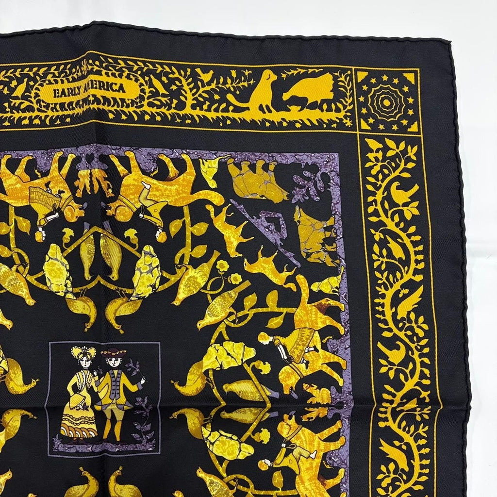 Hermes Scarf Early America Vintage Silk Black — view 3