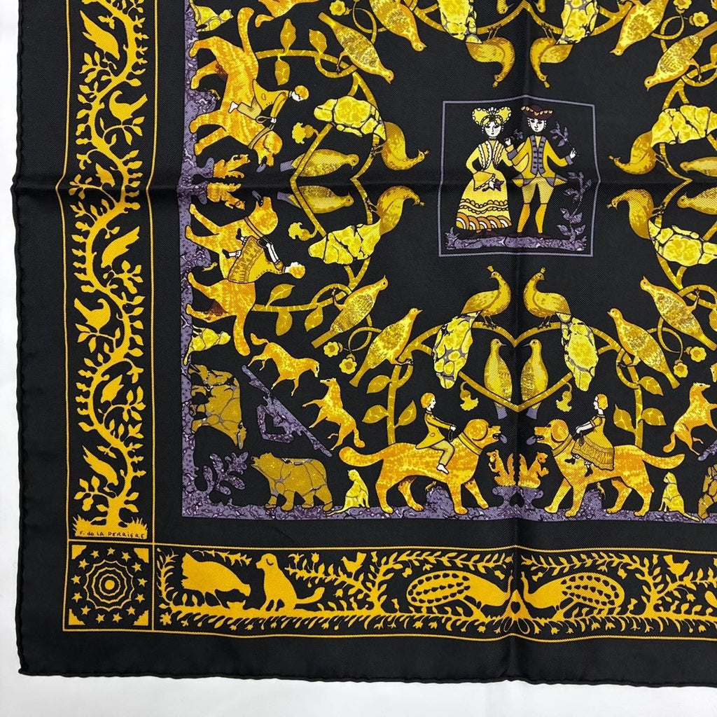 Hermes Scarf Early America Vintage Silk Black — view 4