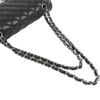 Chanel Chain Shoulder Bag Black Silver Lambskin Quilted 25 Double Flap — view 5