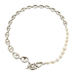 Christian Dior CD30 Brass Freshwater Pearl Silver White Necklace 1203 — view 2