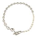 Christian Dior CD30 Brass Freshwater Pearl Silver White Necklace 1203