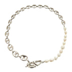 Christian Dior CD30 Brass Freshwater Pearl Silver White Necklace 1203