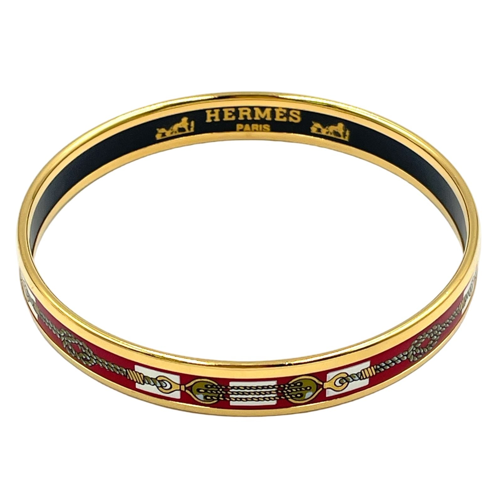 Hermes Enamel Gold Multicolor Bracelet Bangle