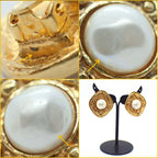 Chanel Earrings Costume Pearl Metal Gold Made in '90 — view 4
