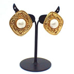 Chanel Earrings Costume Pearl Metal Gold Made in '90