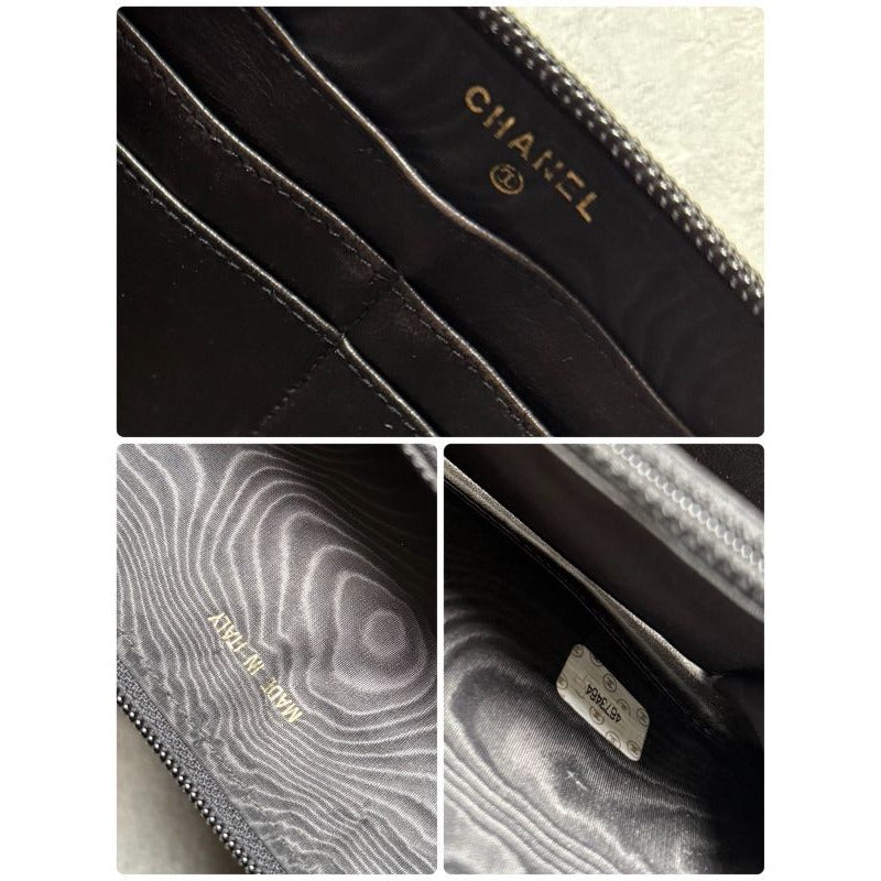 Chanel Round Zipper Long Wallet Coco Patent Leather Decacoco Black — view 3