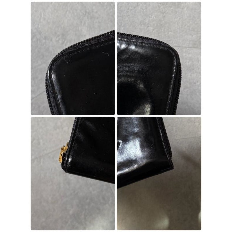 Chanel Round Zipper Long Wallet Coco Patent Leather Decacoco Black — view 4
