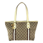Gucci Sherry Line Beige Brown Gold Hardware GG Canvas Leather Tote Bag — view 2