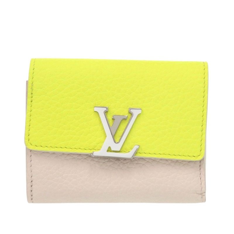 Louis Vuitton Portefeuille Capucines XS Taurillon Leather Yellow Beige
