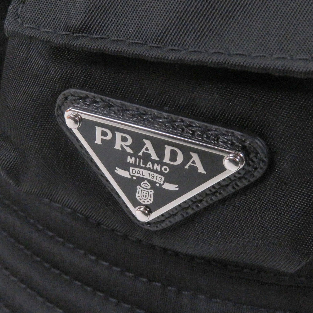 Prada 2 Hc350 re-nylon Triangle Logo Plate Bucket Hat Black — view 5