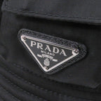 Prada 2 Hc350 re-nylon Triangle Logo Plate Bucket Hat Black — view 5