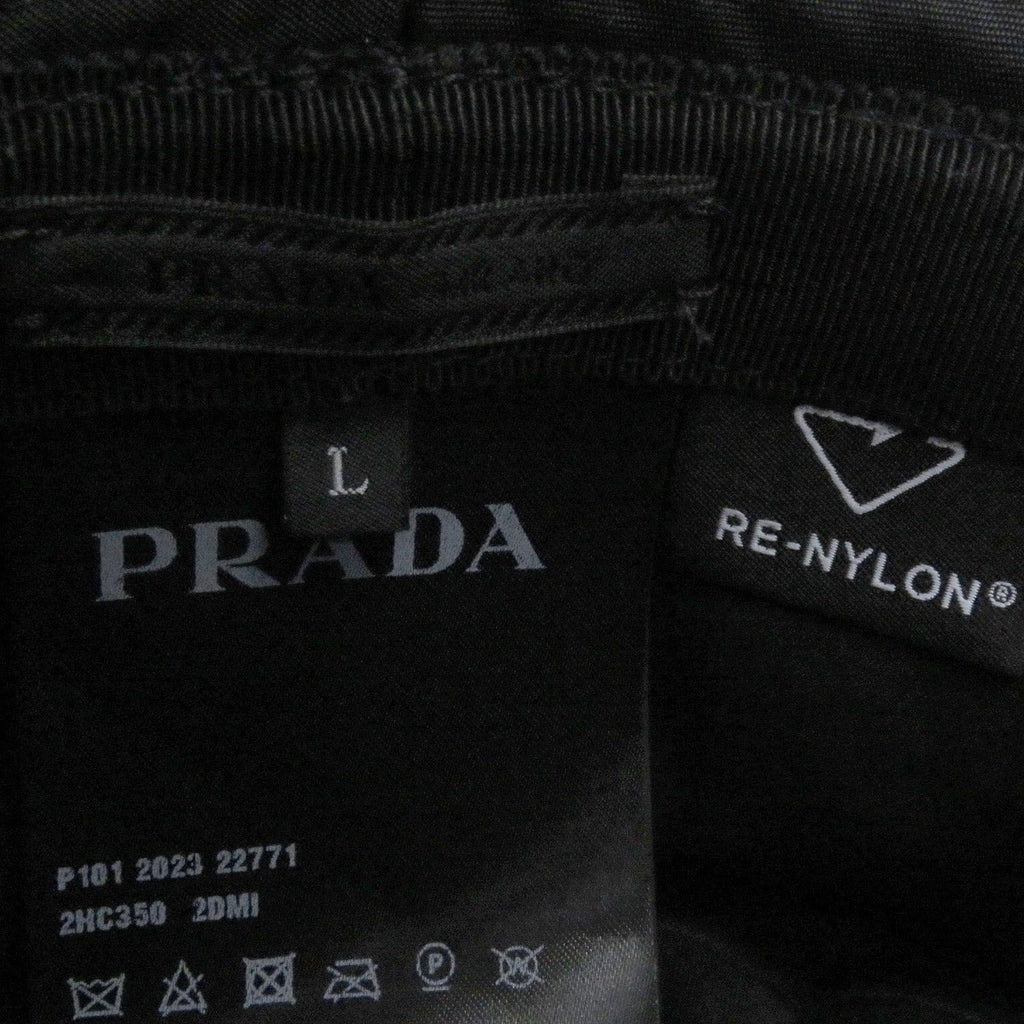 Prada 2 Hc350 re-nylon Triangle Logo Plate Bucket Hat Black — view 6