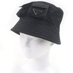 Prada 2 Hc350 Re-Nylon Triangle Logo Plate Bucket Hat Black