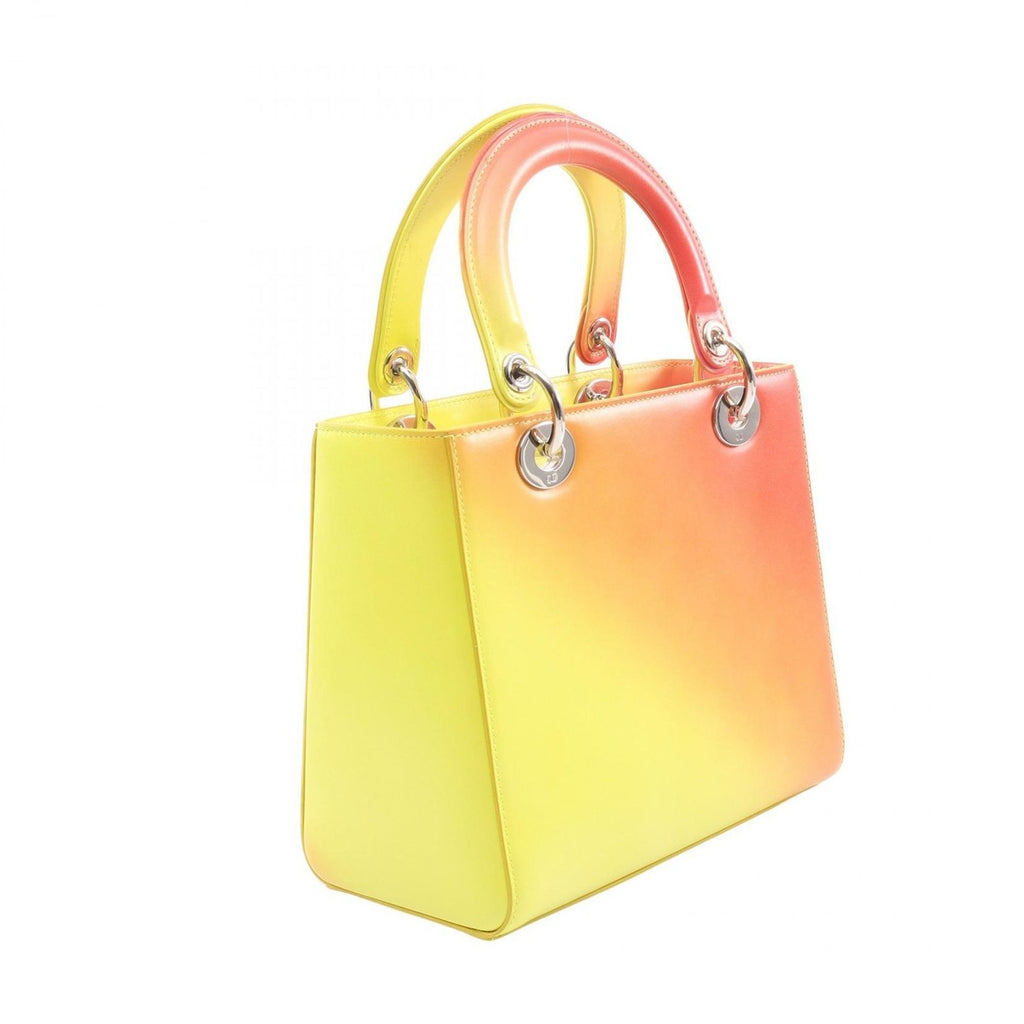 Dior Handbag Lady Yellow Orange Gradient Leather 2-Way Tote — view 2