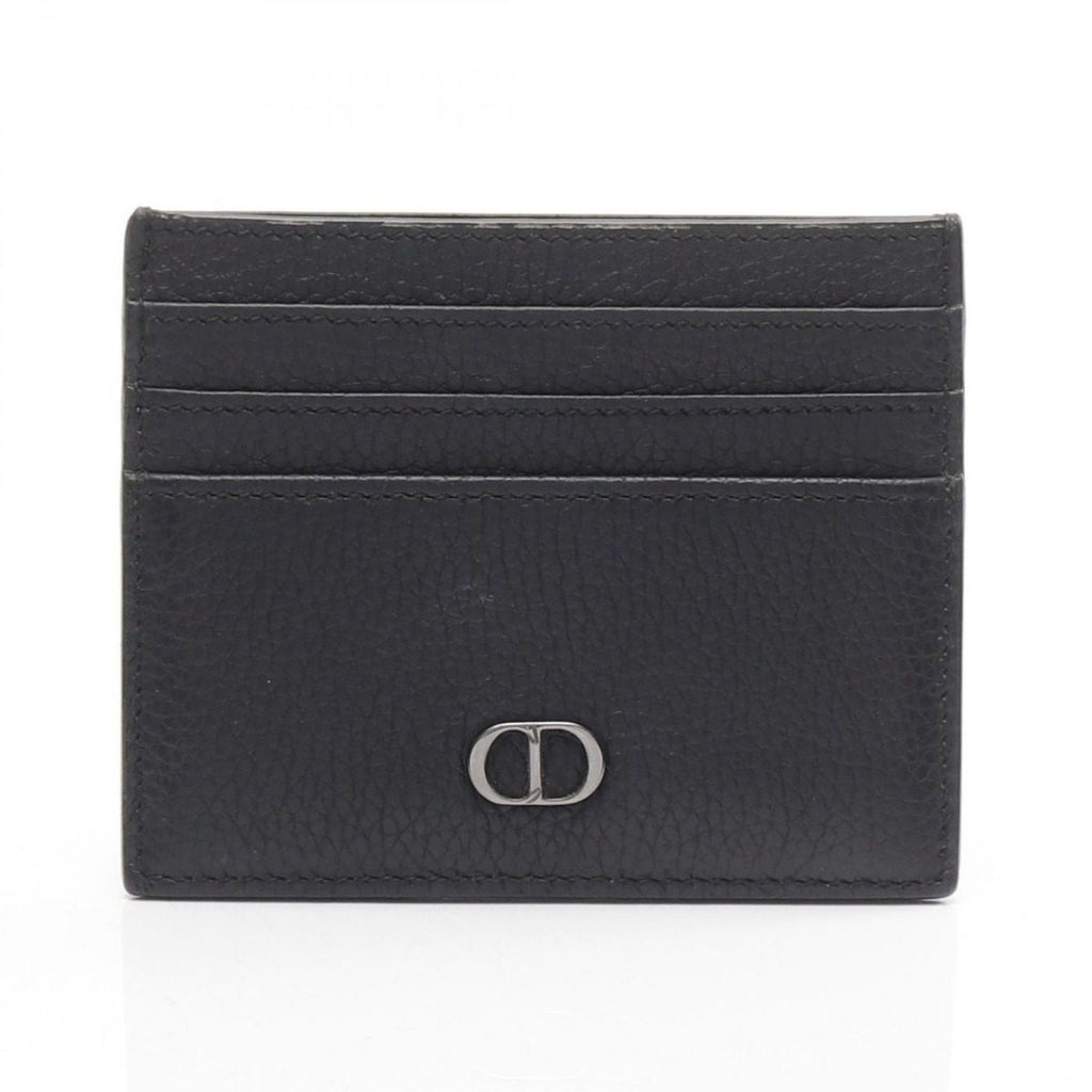 Dior Card Case CD Icon Holder Black Leather CD Lcon