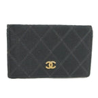 Chanel Coin Case Card Bicolor Satin Leather Black