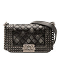 Chanel Studded Boy 20 Chain Bag Black