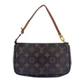 Louis Vuitton Pochette Monogram Leather Brown Handbag Gold
