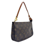 Louis Vuitton Pochette Monogram Leather Brown Handbag Gold — view 2