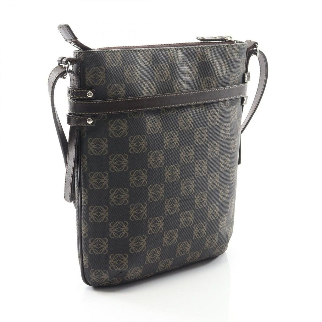 Loewe Shoulder Bag Anagram Dark Brown Canvas Leather — view 2