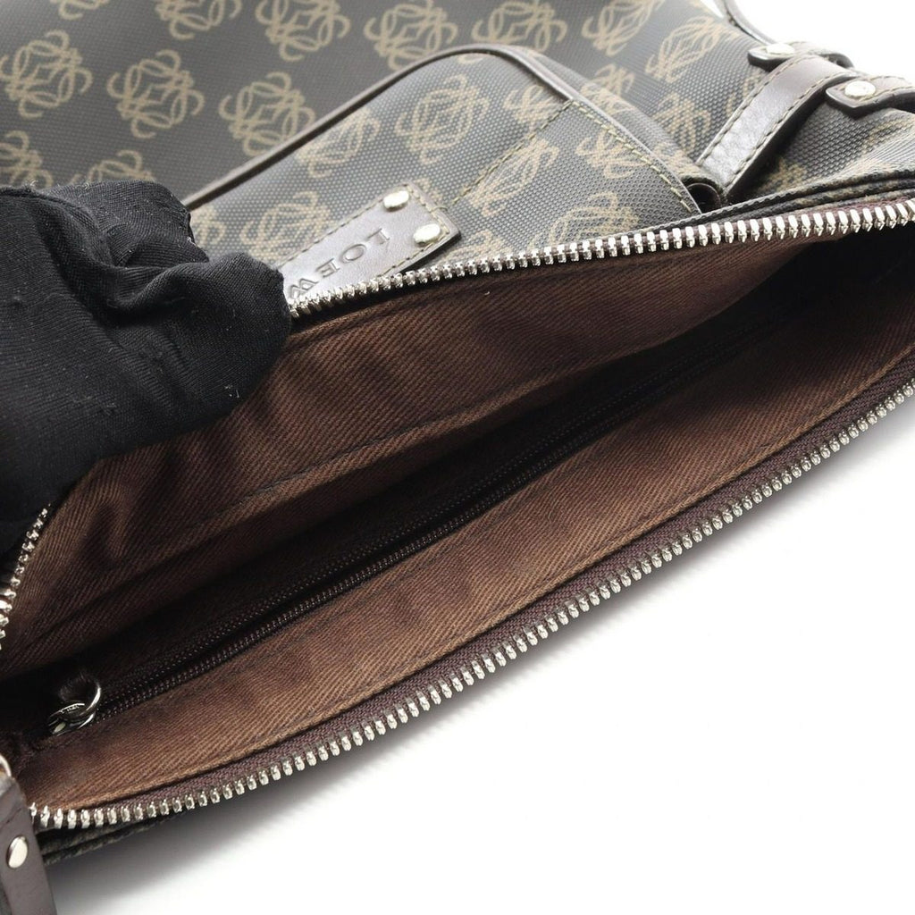 Loewe Shoulder Bag Anagram Dark Brown Canvas Leather — view 8