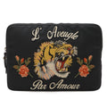 Gucci Embroidered Laptop Case PC Clutch Taiga Tiger Black Multicolor