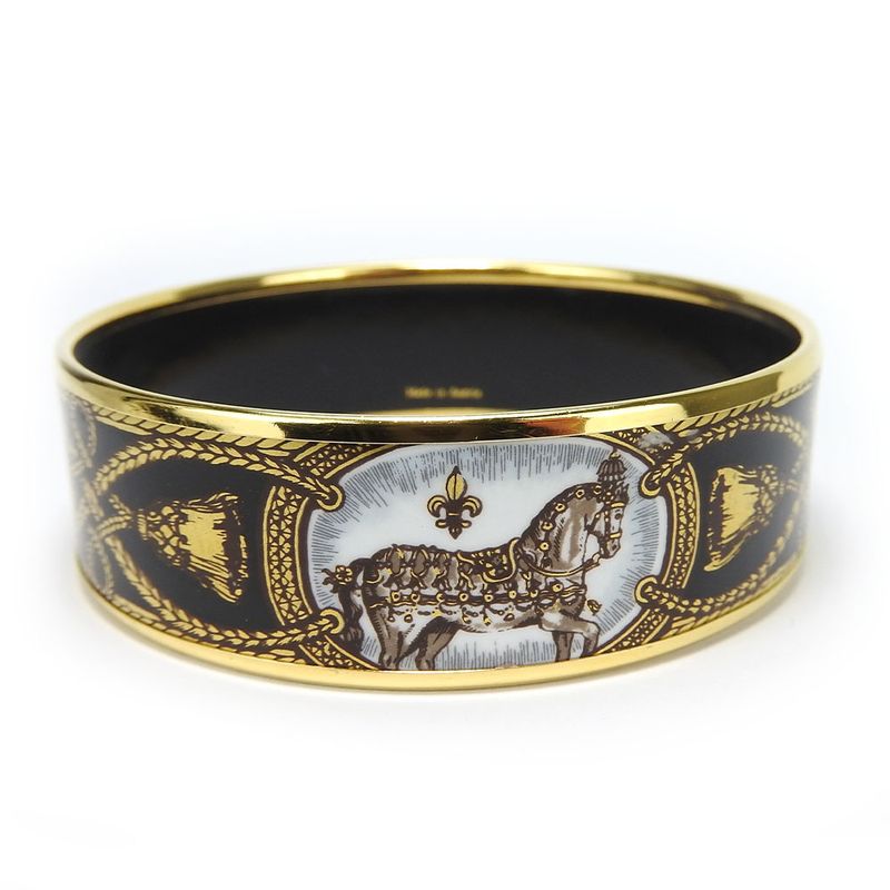Hermes Bracelet Emile GM Metal Cloisonne Multicolor Gold Black Horse Jewelry — view 5