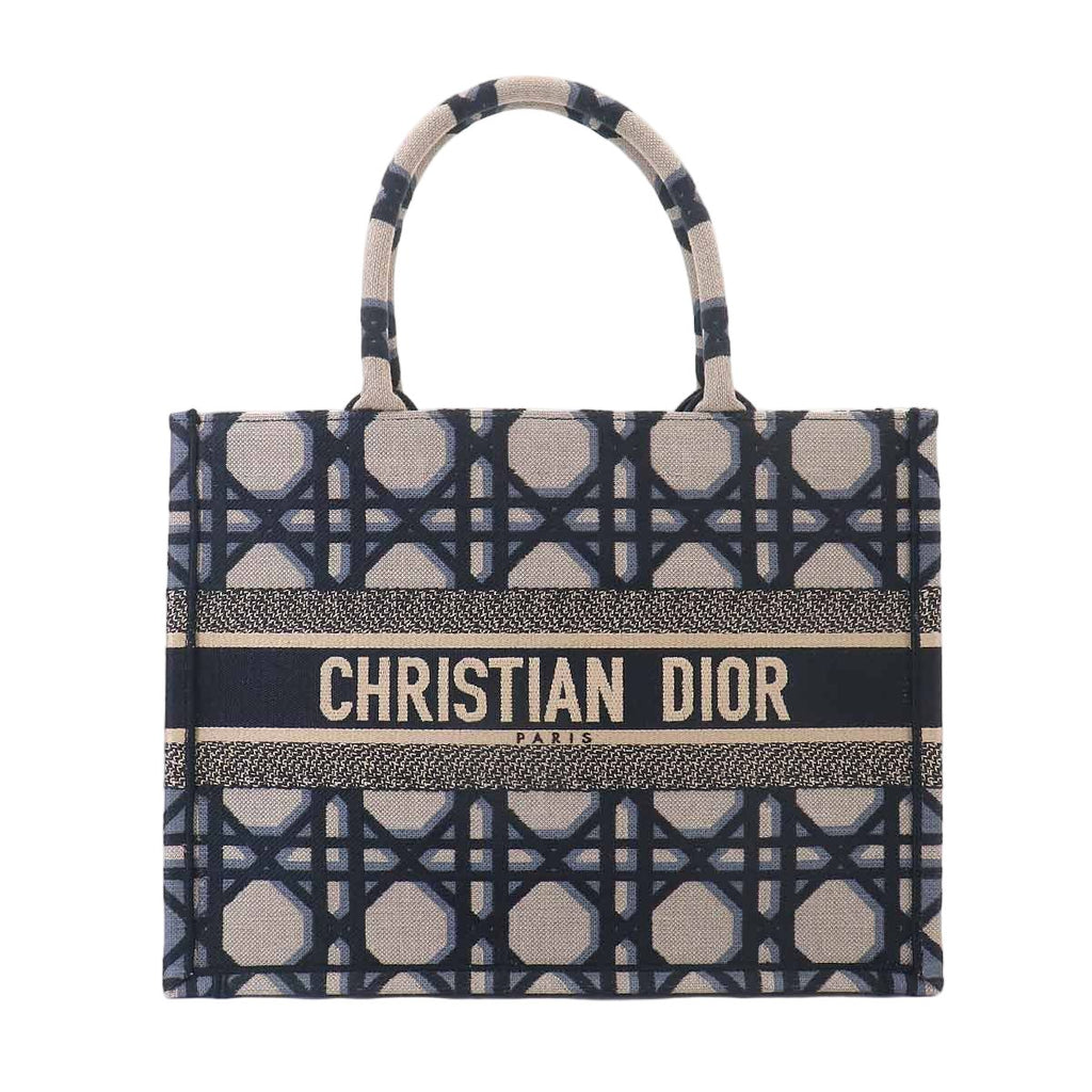 Dior Macro Cannage Book Tote Canvas Navy
