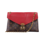 Louis Vuitton Pallas Chain Monogram Brown Cerise Canvas Calf Leather Handbag