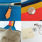 Hermes Brid A Black PM Cabas Le Bleu-paon Wool Pouch — view 9