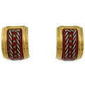 Hermes Enamel Earrings Cloisonne Gold Plated Red