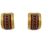 Hermes Enamel Earrings Cloisonne Gold Plated Red